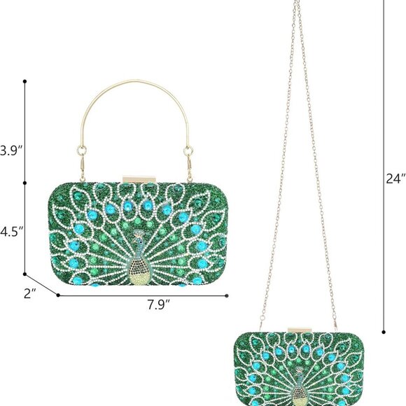 Rhinestone Clutch Purses for Women Evening Wedding Formal - Round Pearl Clasp Ha - Picture 3 of 7